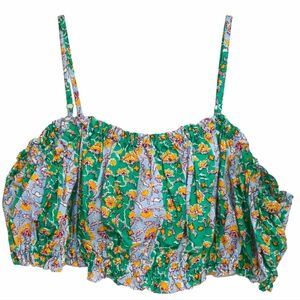 RHODE Floral Green Crop Top